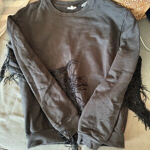 Levi's Black Crewneck Sweatshirt with Fringe
